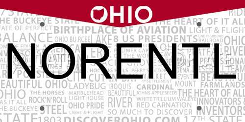 NORENTL Ohio License Plate