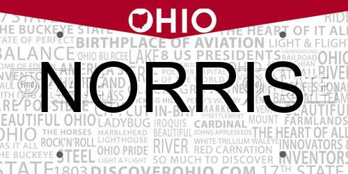 NORRIS Ohio License Plate