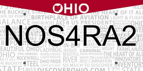 NOS4RA2 Ohio License Plate