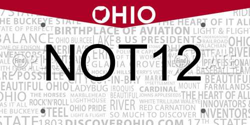 NOT12 Ohio License Plate