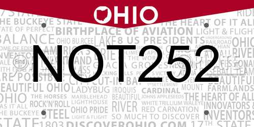 NOT252 Ohio License Plate