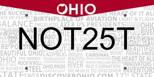 NOT25T Ohio License Plate