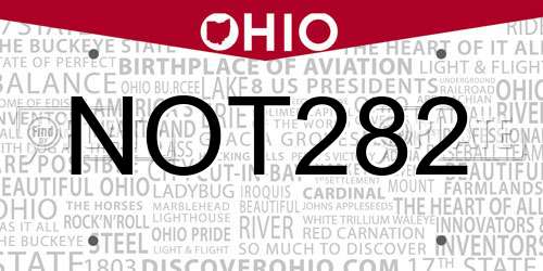NOT282 Ohio License Plate