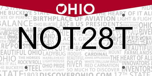 NOT28T Ohio License Plate