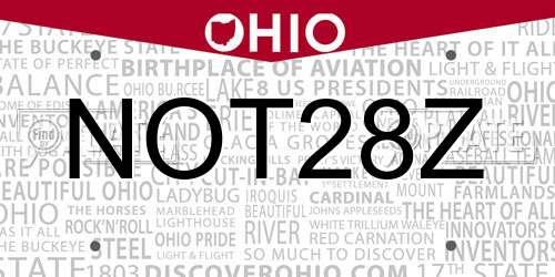 NOT28Z Ohio License Plate
