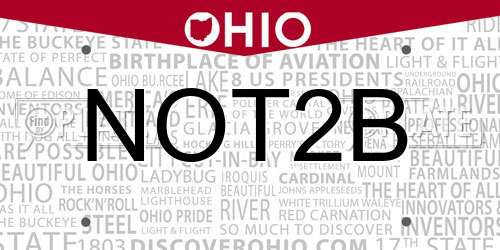 NOT2B Ohio License Plate