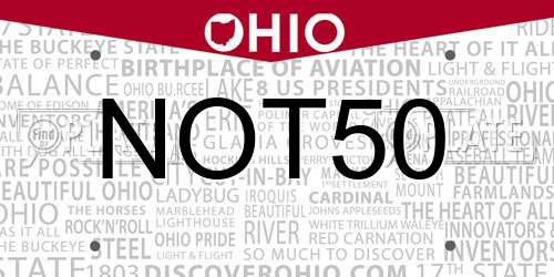 NOT50 Ohio License Plate