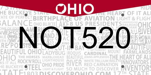 NOT520 Ohio License Plate
