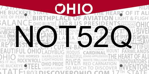 NOT52Q Ohio License Plate