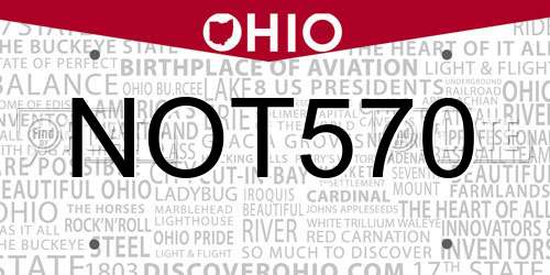NOT570 Ohio License Plate