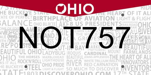 NOT757 Ohio License Plate