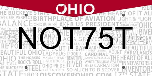 NOT75T Ohio License Plate
