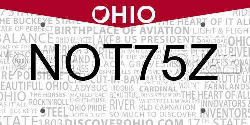 NOT75Z Ohio License Plate