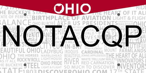 NOTACQP Ohio License Plate