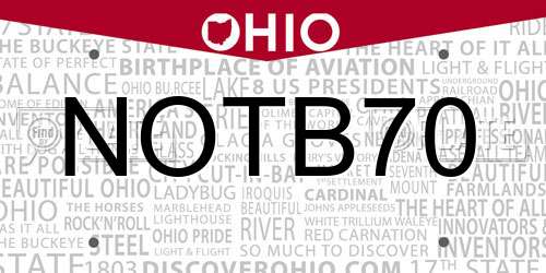 NOTB70 Ohio License Plate