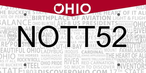 NOTT52 Ohio License Plate