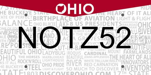 NOTZ52 Ohio License Plate