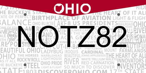 NOTZ82 Ohio License Plate
