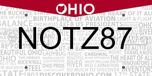 NOTZ87 Ohio License Plate