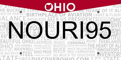 NOURI95 Ohio License Plate