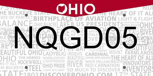 NQGD05 Ohio License Plate