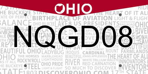 NQGD08 Ohio License Plate