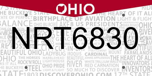 NRT6830 Ohio License Plate