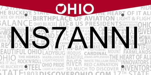 NS7ANNI Ohio License Plate