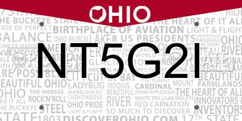 NT5G2I Ohio License Plate
