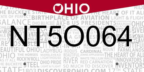 NT5O064 Ohio License Plate