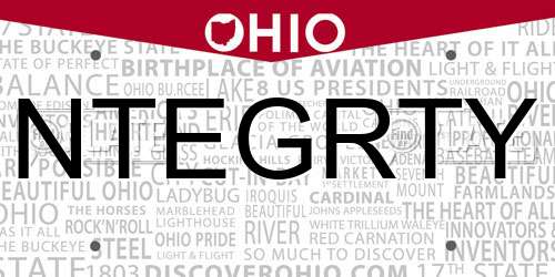 NTEGRTY Ohio License Plate