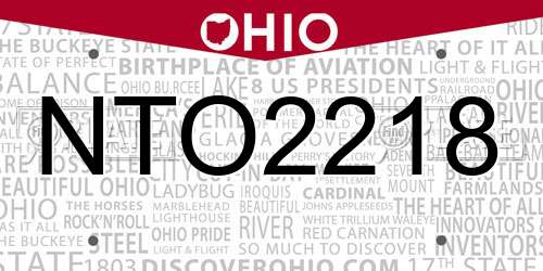 NTO2218 Ohio License Plate