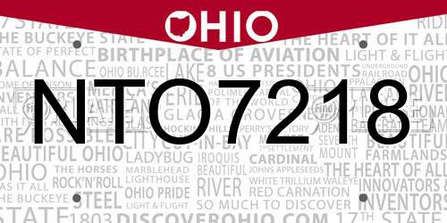 NTO7218 Ohio License Plate