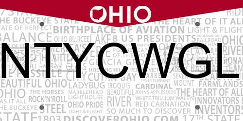 NTYCWGL Ohio License Plate