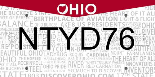 NTYD76 Ohio License Plate