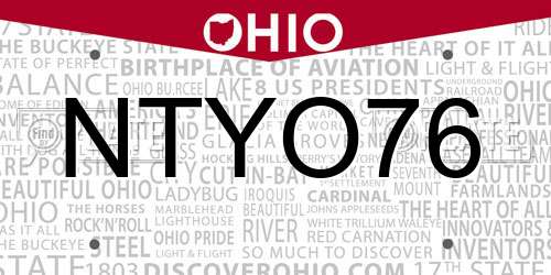 NTYO76 Ohio License Plate