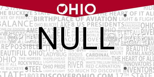 NULL Ohio License Plate