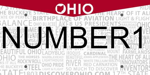 NUMBER1 Ohio License Plate