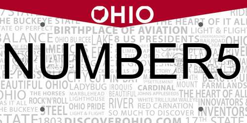 NUMBER5 Ohio License Plate
