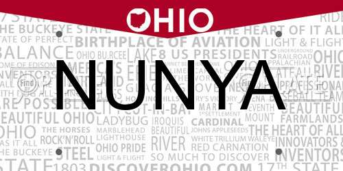 NUNYA Ohio License Plate