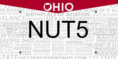 NUT5 Ohio License Plate