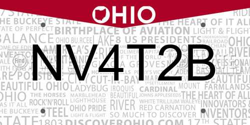 NV4T2B Ohio License Plate