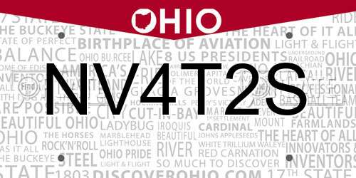 NV4T2S Ohio License Plate