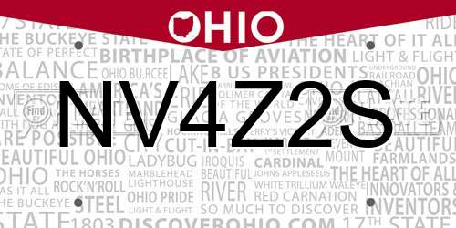 NV4Z2S Ohio License Plate
