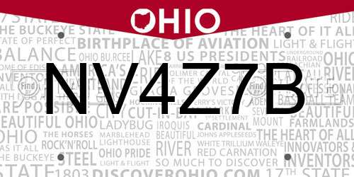 NV4Z7B Ohio License Plate