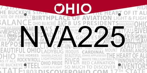 NVA225 Ohio License Plate