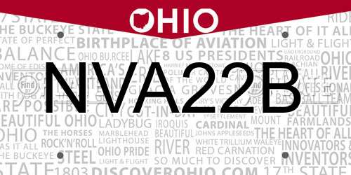 NVA22B Ohio License Plate