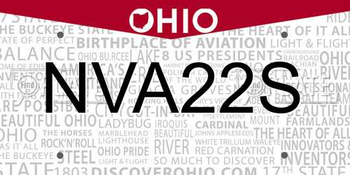 NVA22S Ohio License Plate