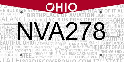 NVA278 Ohio License Plate