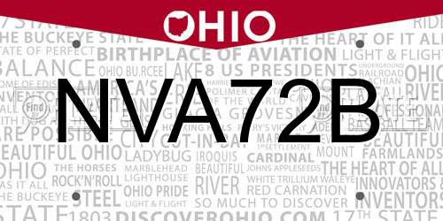 NVA72B Ohio License Plate